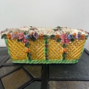 Capodimonte Italian vintage tray/dish. Floral, porcelain.